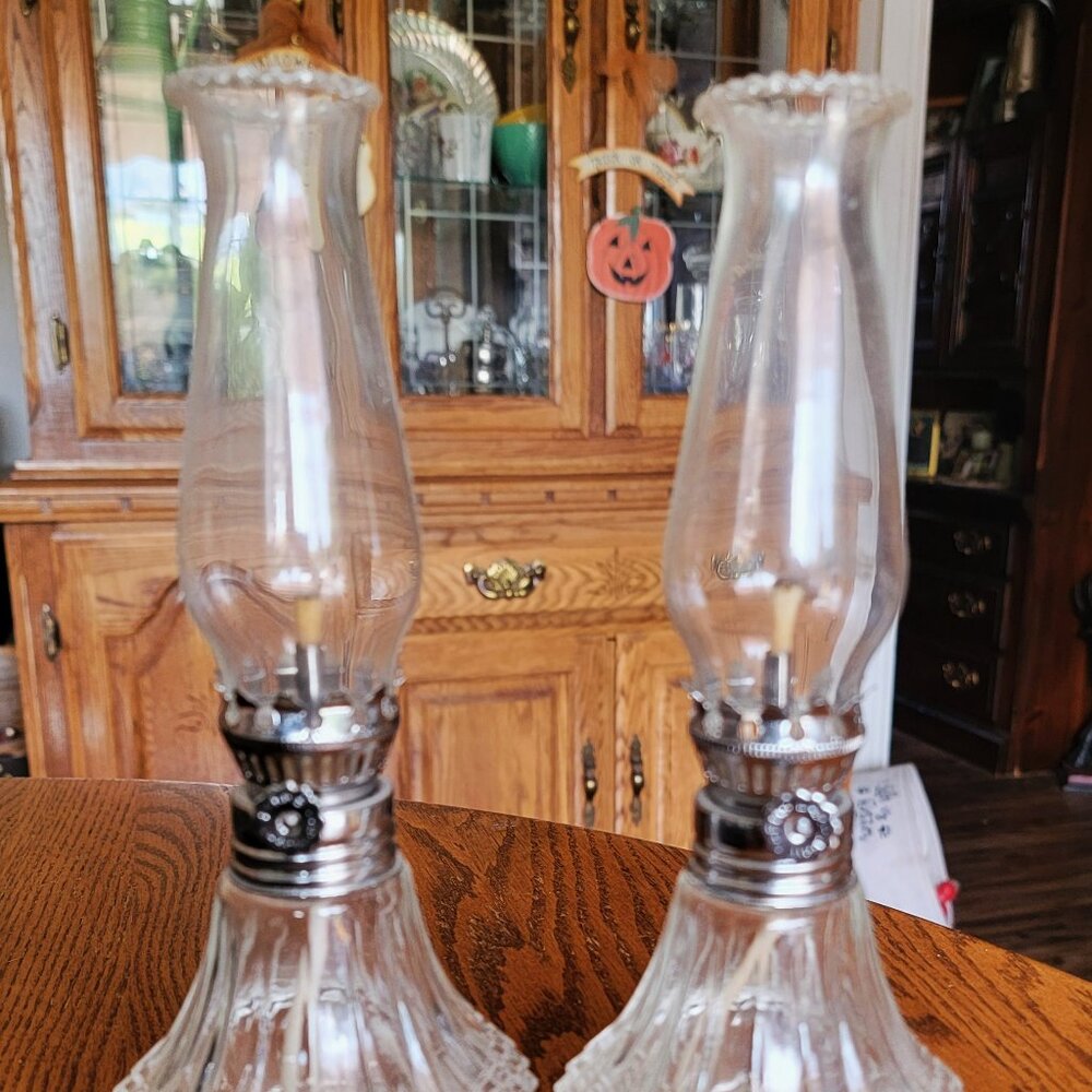Vintage Lamp Light Farms Cut Glass Oil Lamps-1960/70s